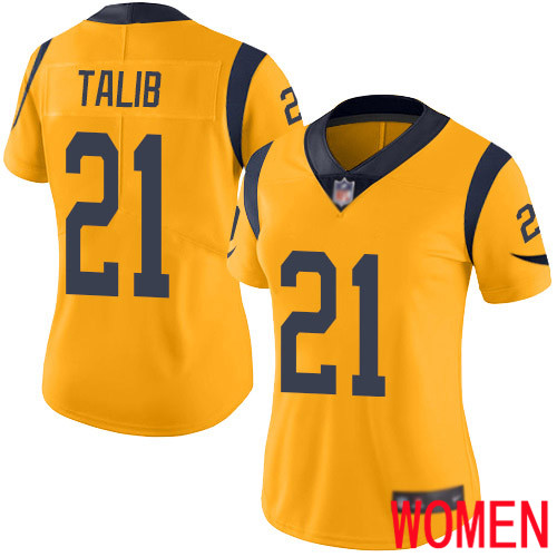 Los Angeles Rams Limited Gold Women Aqib Talib Jersey NFL Football #21 Rush Vapor Untouchable->los angeles rams->NFL Jersey